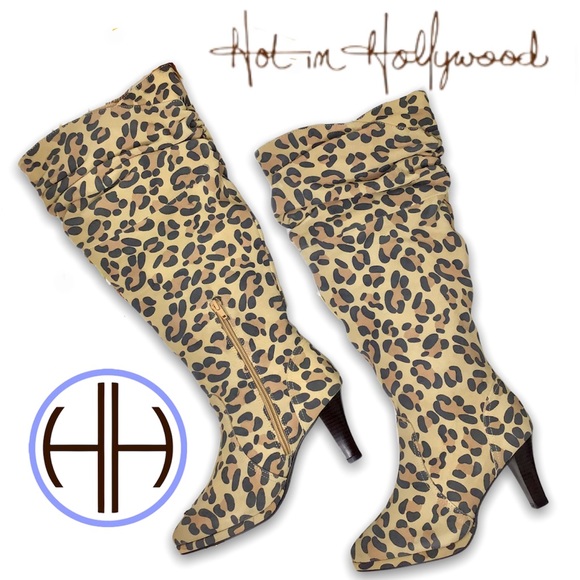 Hot in Hollywood Shoes - HOT IN HOLLYWOOD | Leopard Leather Slouchy Boots